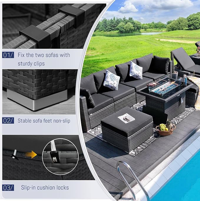 BULEXYARD 7 Piece High Back Outdoor Sectional Set - Image 6