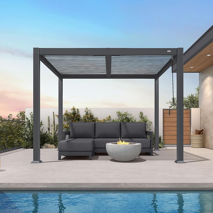 PURPLE LEAF Louvered Pergola 8' x 10' Aluminum Outdoor Pergola by Unknown