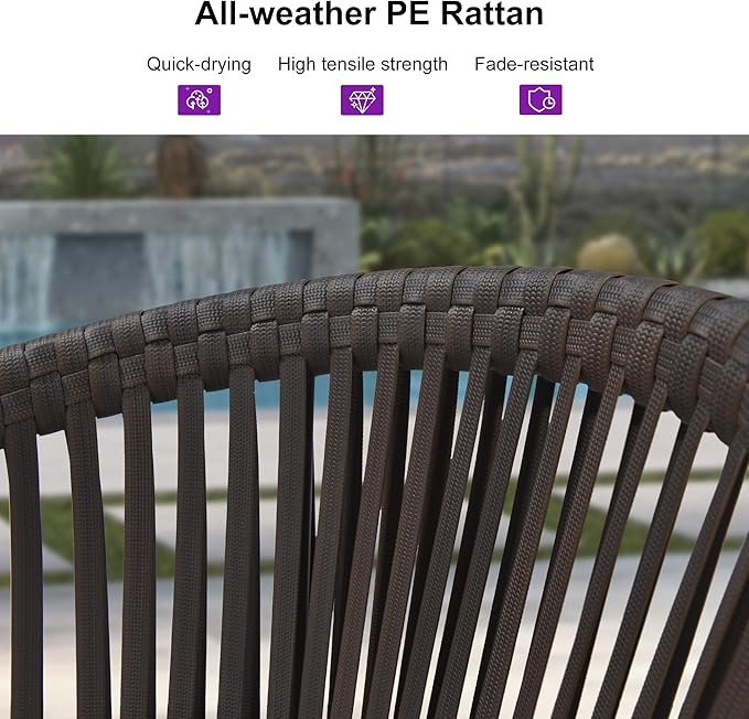 PURPLE LEAF Outdoor Counter Height Bar Stools Set of 2 Patio Metal Modern - Image 4