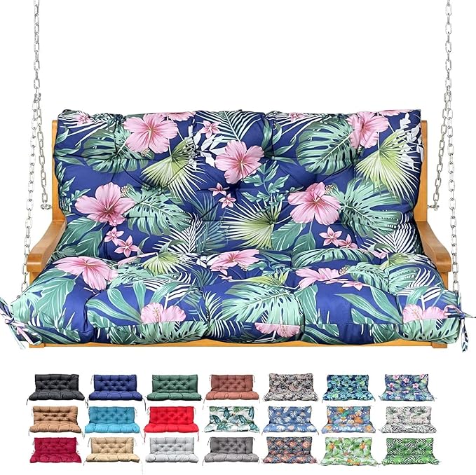 Porch Swing Cushion with Backrest, Waterproof Bench Cushion by NANGELRN