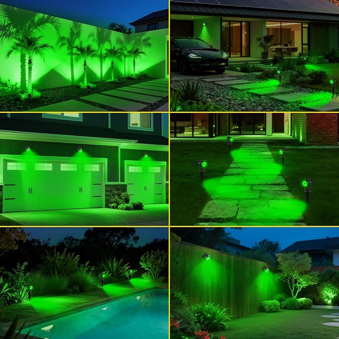 T-SUN Green Solar Spotlights, 2-in-1 Outdoor Waterproof Solar Landscape - Image 2