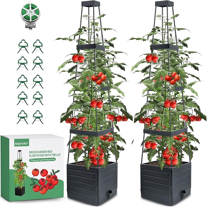 MQFORU 2 Packs Raised Garden Bed Tomato Planter by MQFORU
