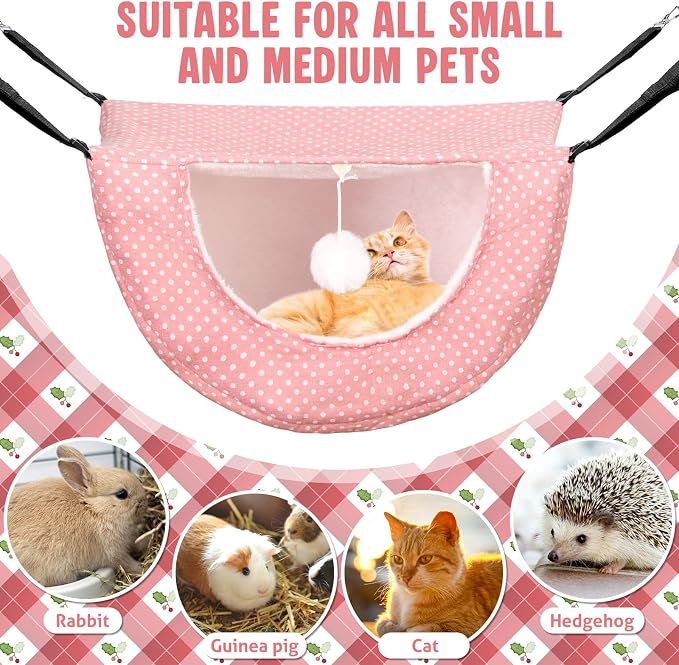 Unittype 4 Pieces Cat Cage Hammock Hanging Pet Bed Double Layer Soft Plush - Image 5