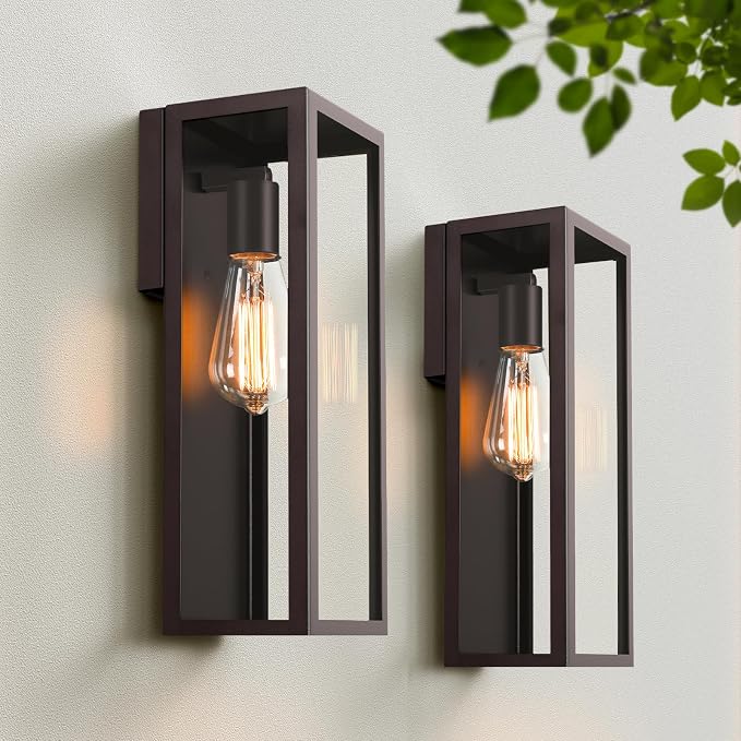 2-Pack Outdoor Wall Lanterns, Oil Rubbed Bronze Porch Lights, Anti-Rust E26 - Image 8