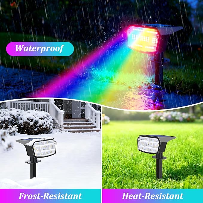 Sucolite 8-Pack Solar Spot Lights Outdoor Waterproof IP65, 3 Lighting Modes - Image 3