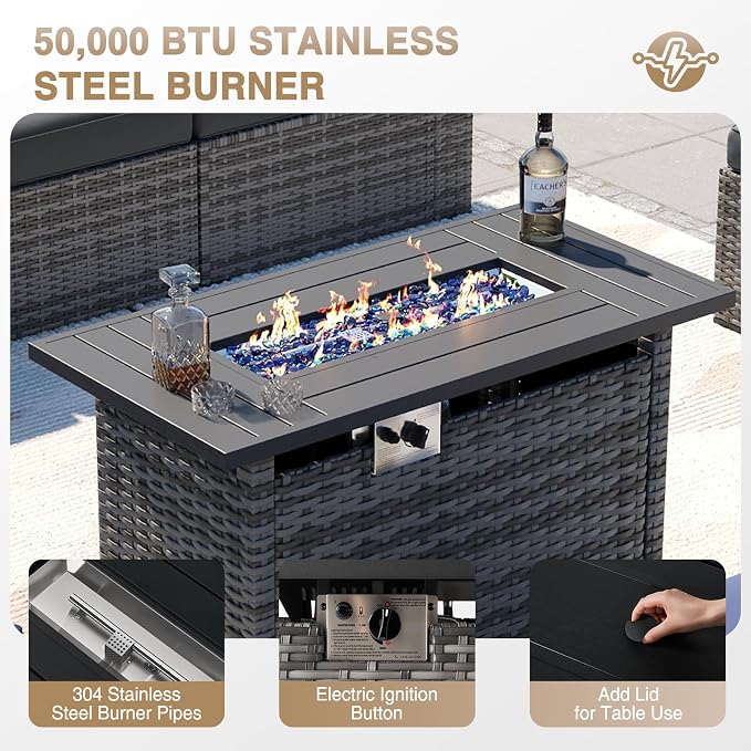 Aoxun Patio Furniture Sets, 8-Piece Outdoor Patio Furniture - Image 3