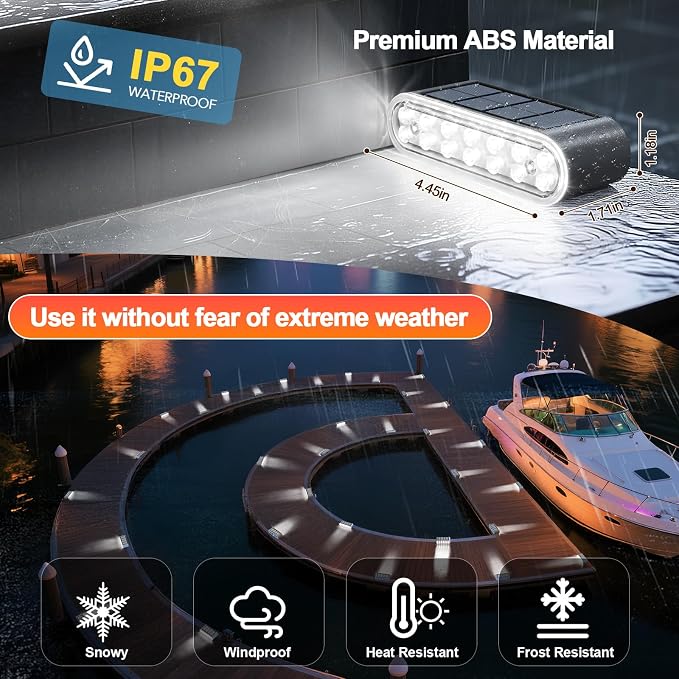 Solar Step Lights for Outside, 14 LED Cool White Light Solar Powered Lighting - Image 5