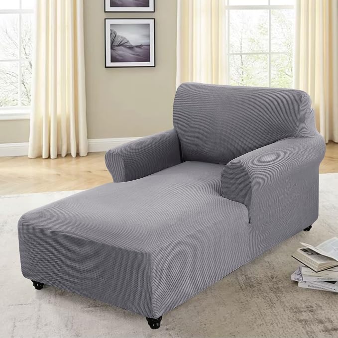 FantasDecor Chaise Lounge Cover Stretch Chair Lattice Slipcover - Image 3