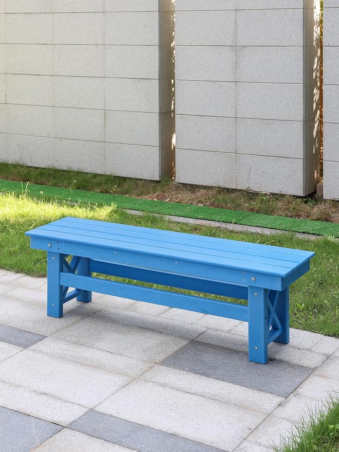HDPE Outdoor Bench, Poly Lumber Adirondack Benches, All Weather HDPE Patio - Image 2