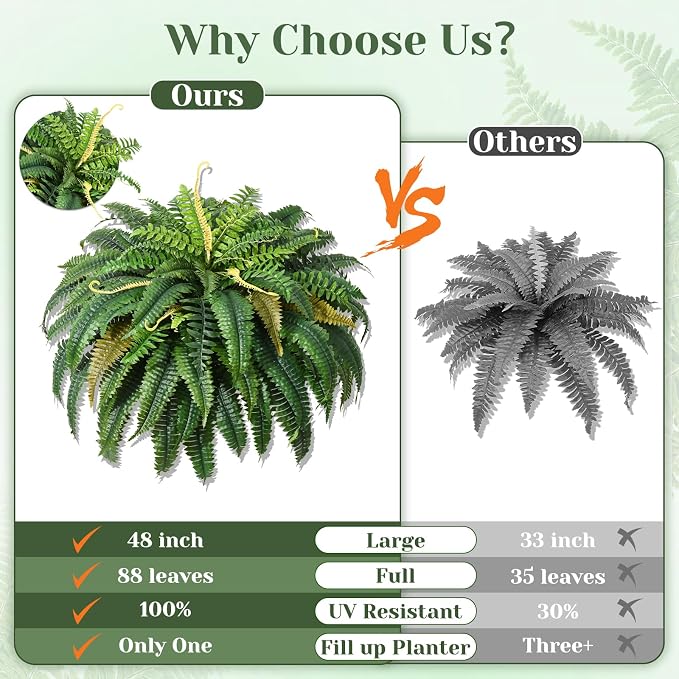 MARTINE MALL 48 inch Fake Ferns Artificial Ferns - Image 2