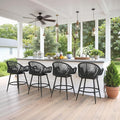 24” Outdoor Swivel Bar Stools Set of 4, Counter Height Bar Stools by HOMTHING