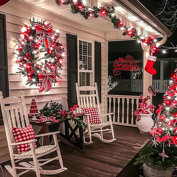 JMEXSUSS 200 LED Red and White Christmas Lights Outdoor, 66ft Halloween String - Image 4