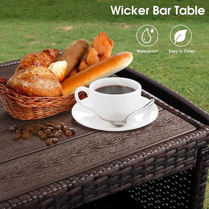 VINGLI Wicker Outdoor Bar Cart - Image 4