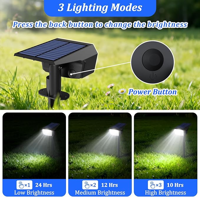 Sucolite 6-Pack Solar Spot Lights Outdoor Waterproof IP65, 3 Lighting Modes - Image 2