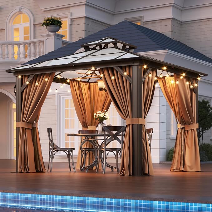 Aoxun 10'x10' Hardtop Gazebo, Outdoor Metal Gazebo - Image 2
