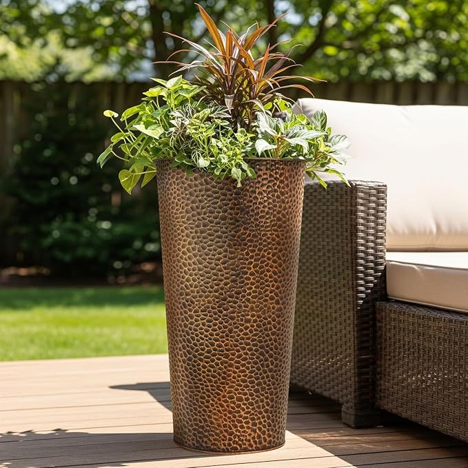 Worth 2 Pack 28" Tall Narrow Metal Planter - Image 5