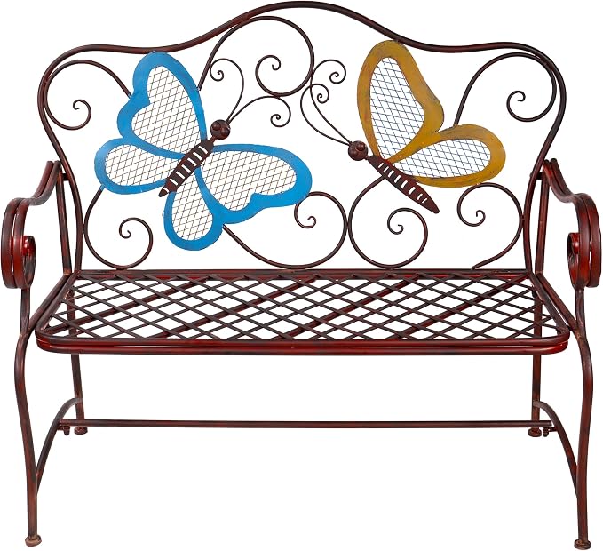 Alpine Corporation 45" x 23" Outdoor 2-Person Butterfly Garden Bench - Image 8