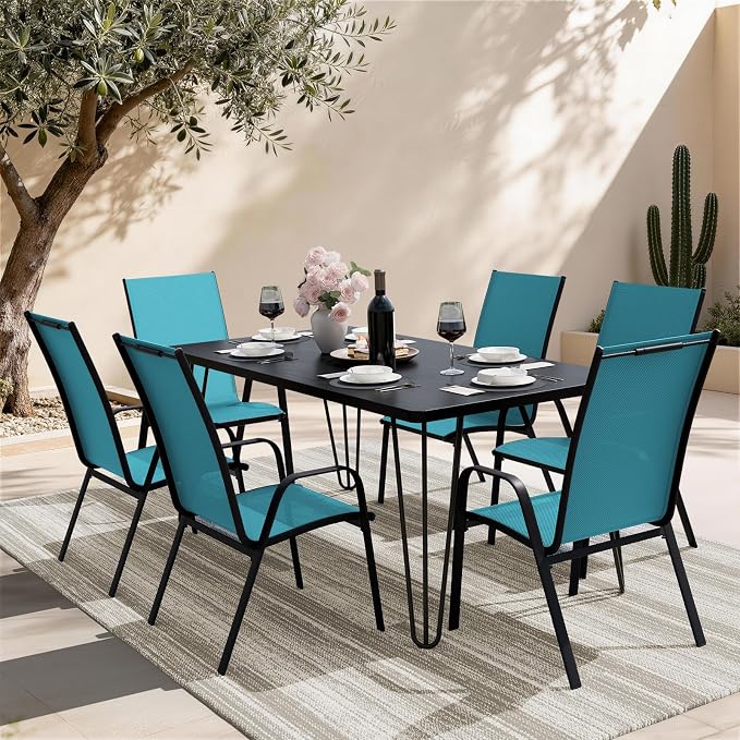 JEAREY Patio Dining Chairs Set of 6, Outdoor Stackable Dining Furniture Set - Image 2