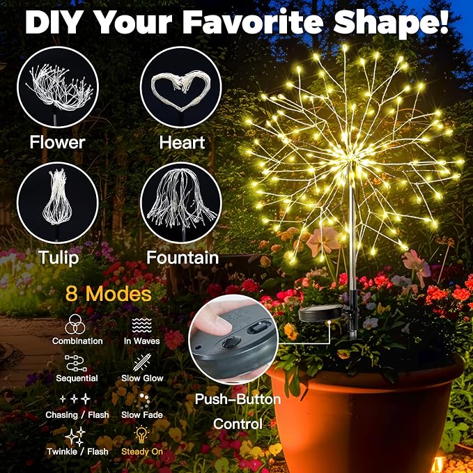 suddus Solar Garden Lights Outdoor Waterproof Decorative, Upgrade 2Pack 150LED - Image 4