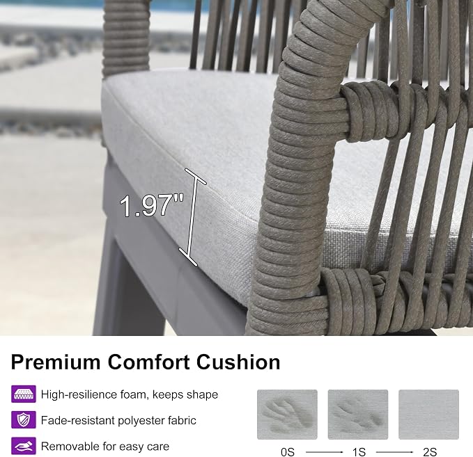 PURPLE LEAF Outdoor Counter Height Bar Stools Set of 2 Patio Metal Modern - Image 4