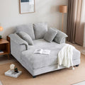 VINGLI 56" Oversized Chaise Lounge Chair, Light Grey Comfy Corduroy Chaise Sofa by VINGLI