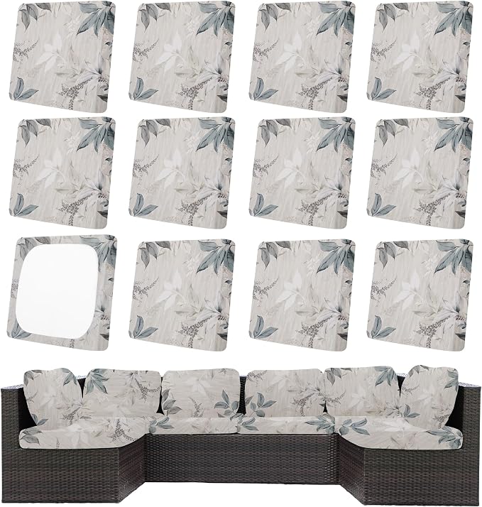 12Pcs Patio Cushion Covers, Outdoor Cushions Covers, Stretch Cushion Covers by Unknown