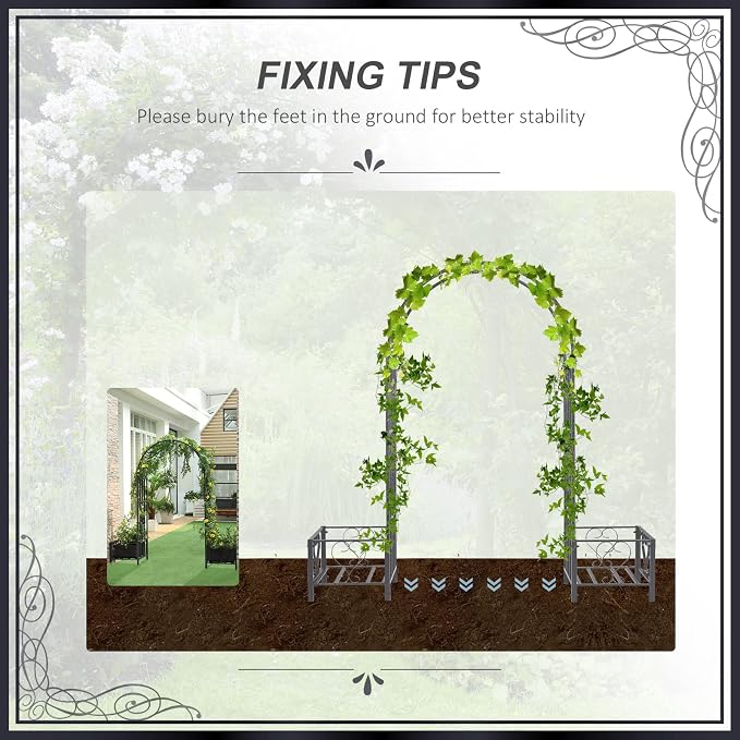 Outsunny 6.7' Steel Garden Arch Arbor - Image 6
