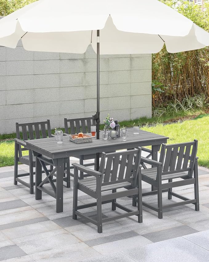 HDPE Patio Dining Set, 5-Piece Outdoor Table and Chairs - Image 2