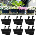 LaLaGreen Outdoor Rail Planter Black Metal Iron Hanging Flower Pots Deck by L%C3%A1L%C3%A1Green