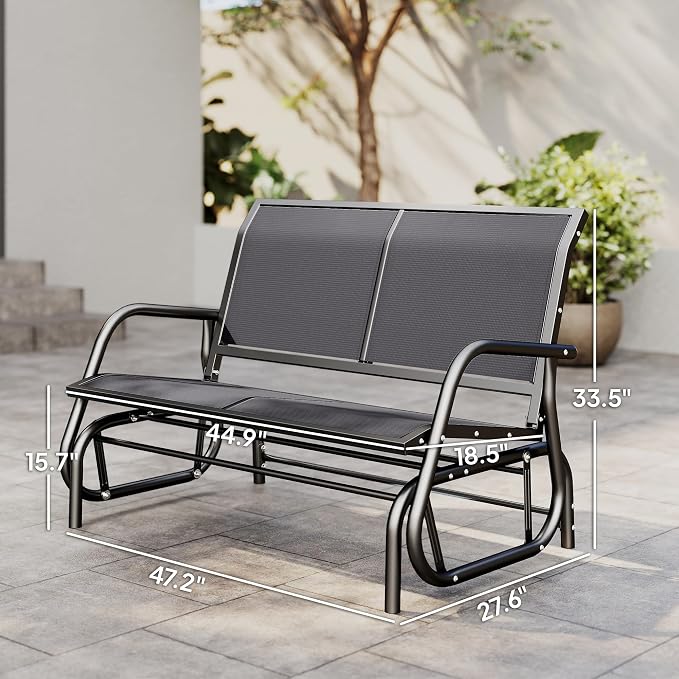 Outsunny 2-Person Outdoor Glider Bench, Patio Double Swing Rocking Chair - Image 3