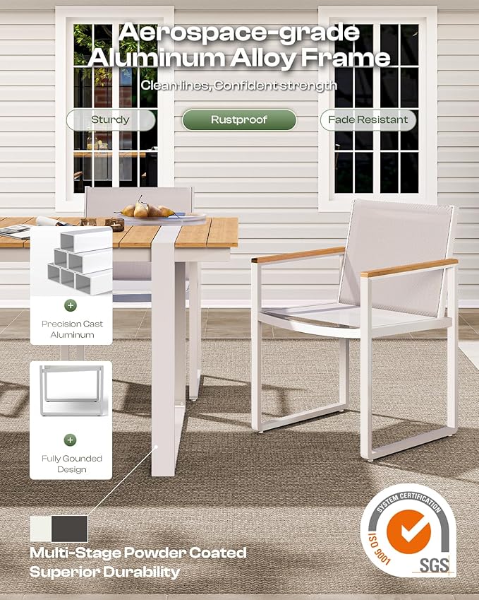 Outdoor Dining Table for 6, HDPS+ Aluminum Patio Dning Table - Image 4