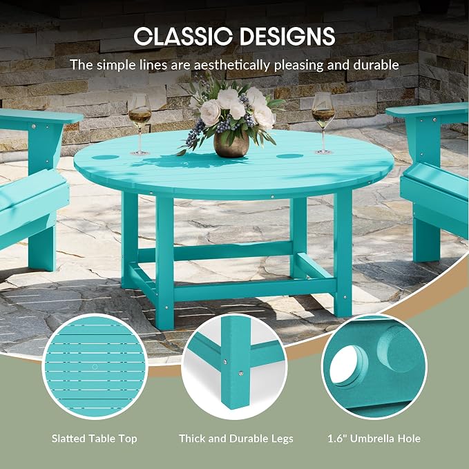 WestinTrends Malibu Low Outdoor HDPE Round Patio Coffee Table - Image 8