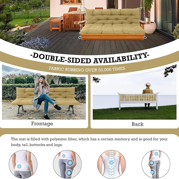 Outside Benches Cushion with Backrest, Thicken Waterproof Swing Cushions 2/3 - Image 7