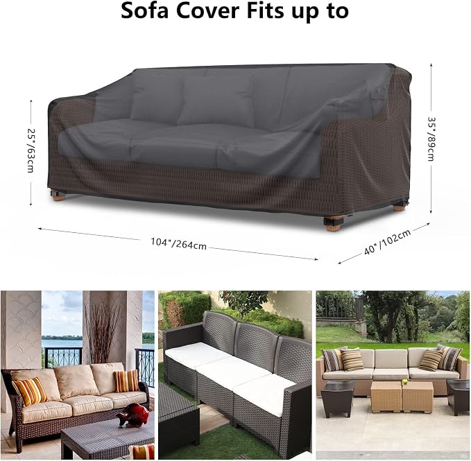Mrrihand Heavy Duty Patio Sofa Cover Waterproof, 3-Seater Outdoor Sofa Loveseat - Image 2