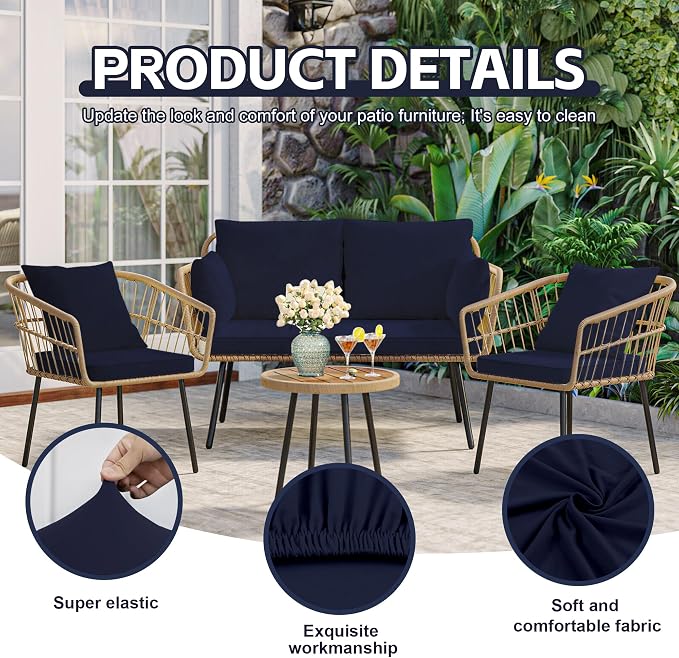 8Pcs Patio Cushion Covers, Outdoor Cushions Covers, Stretch Cushion Covers - Image 3