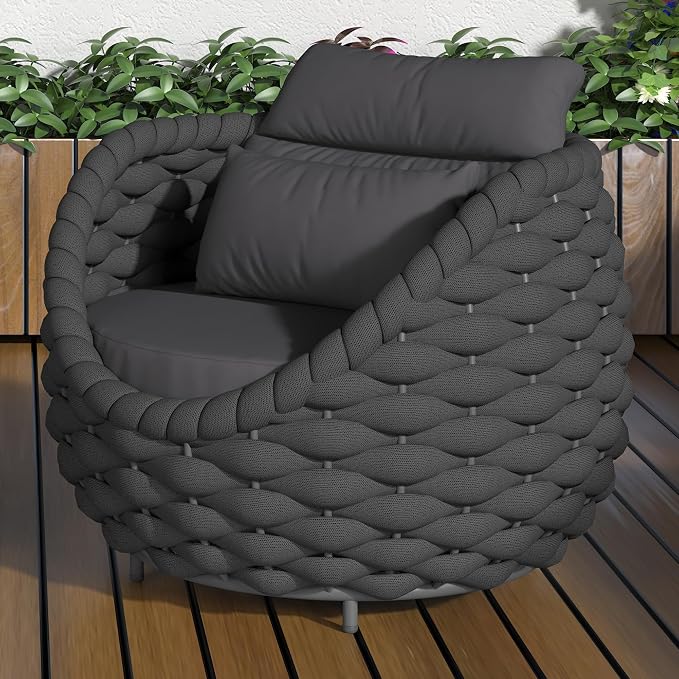 TWT Outdoor All-Weather Polyester Rope Balcony Couch - Image 3