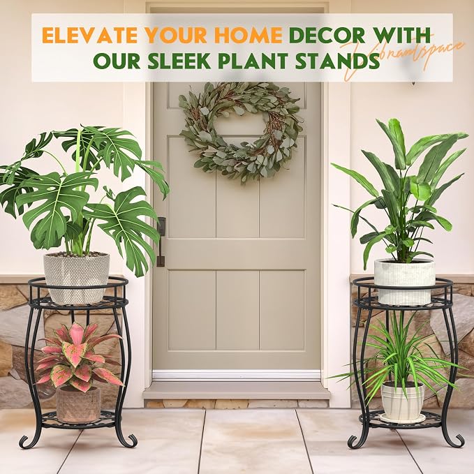 TOSKING 2 Tier Metal Plant Stand Indoor Outdoor, Rustproof Stable Plant Stands - Image 9