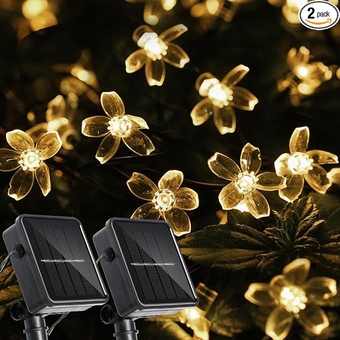 2 Pack Total 52FT 120 LED Solar String Lights Outdoor Waterproof Flower Fairy by Unknown