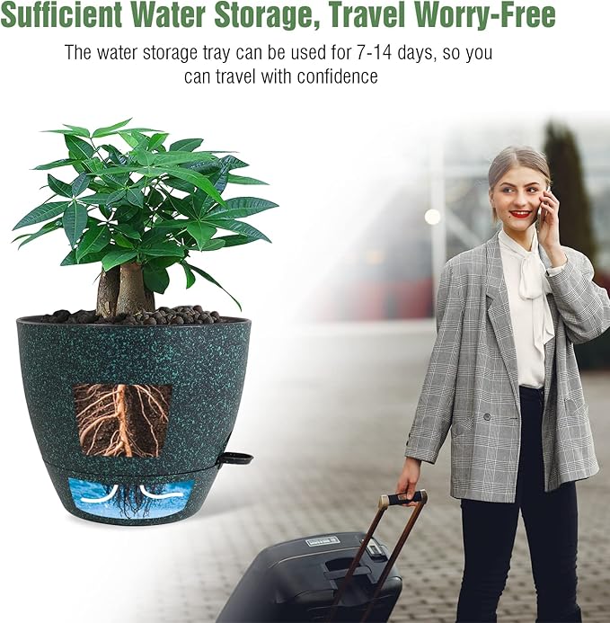 12 inch Large Self Watering Pots, Plastic Planters - Image 5