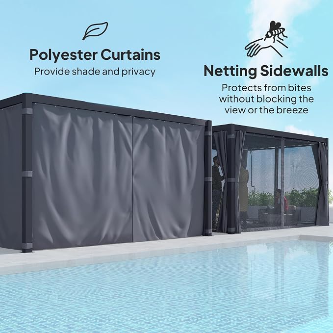 Outsunny 10 x 13 ft. Louvered Pergola Hardtop Gazebo - Image 4