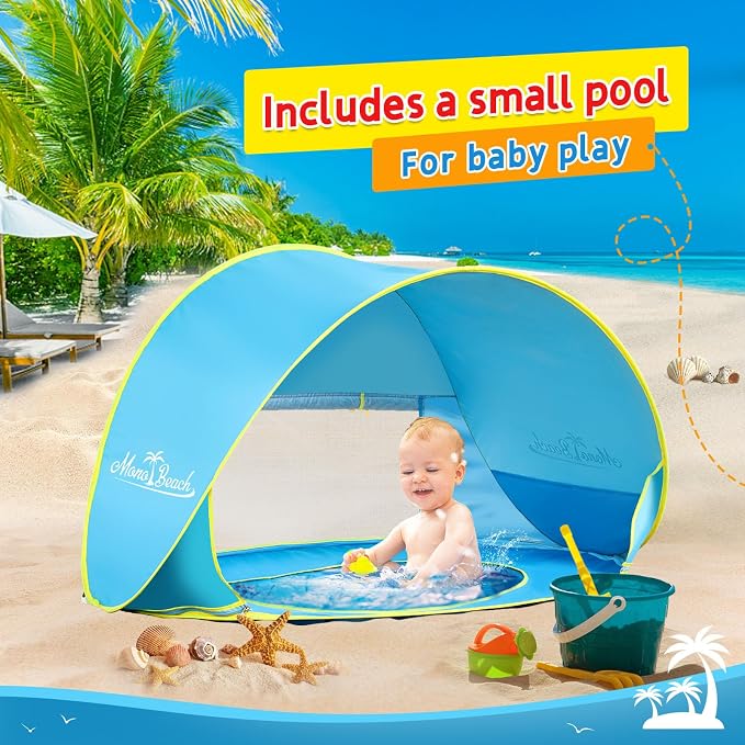 Monobeach Baby Beach Tent with Sun Hat Pop Up Portable Shade Pool UPF50+ UV - Image 5