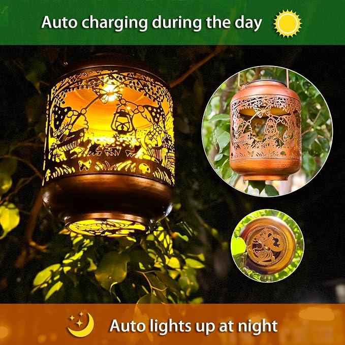 Gnomes Solar Lanterns Outdoor Waterproof, Hanging Solar Lights Gnome Gifts - Image 3