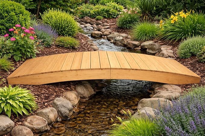 10 FT NATURAL Amish Made Pinewood Heavy Duty Garden Bridge - Image 5