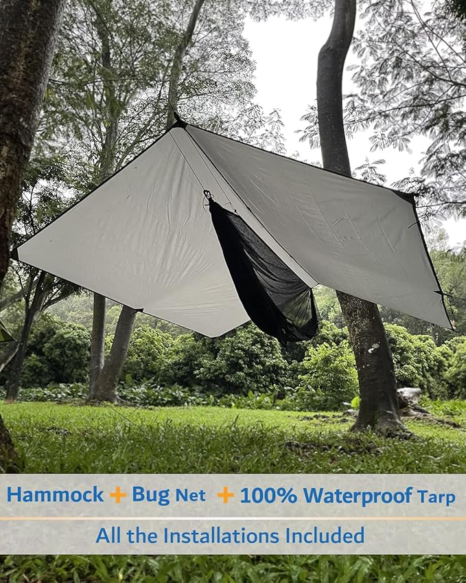 Sunyear Hammock Camping with Rain Fly Tarp and Net, Portable Camping Hammock - Image 3