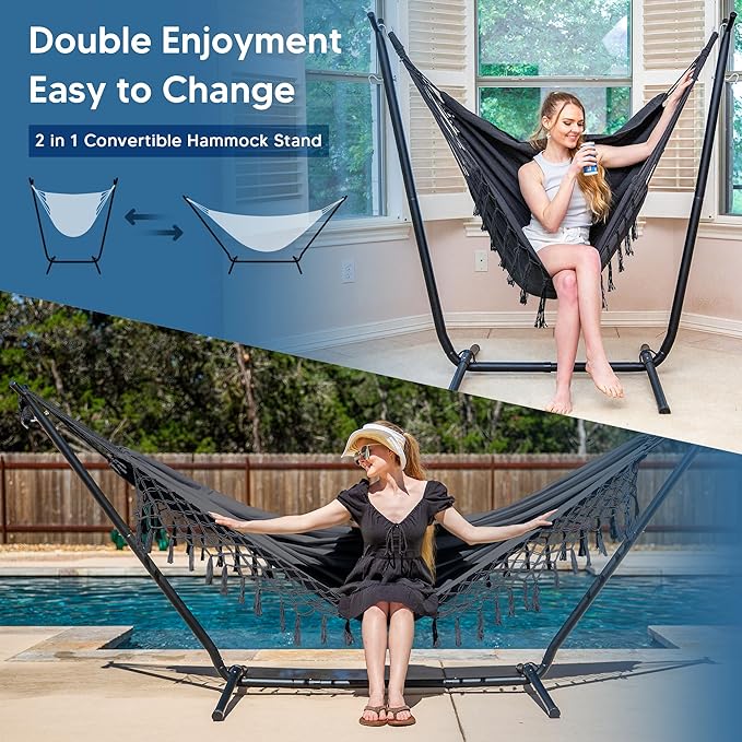 SUNCREAT 2-in-1 Hammocks Convertible Portable Double Hammock - Image 2