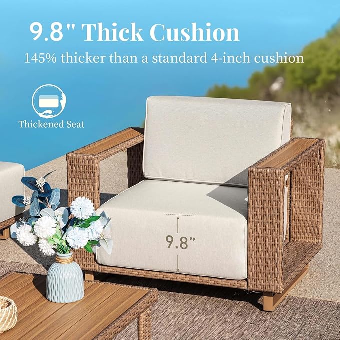 L Shaped Patio Furniture, Outdoor Rattan Wicker Sectional Sofa - Image 3