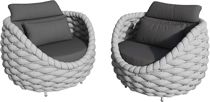 TWT 4 Pieces Patio Sofas All-Weather Rope Balcony Furniture - Image 5