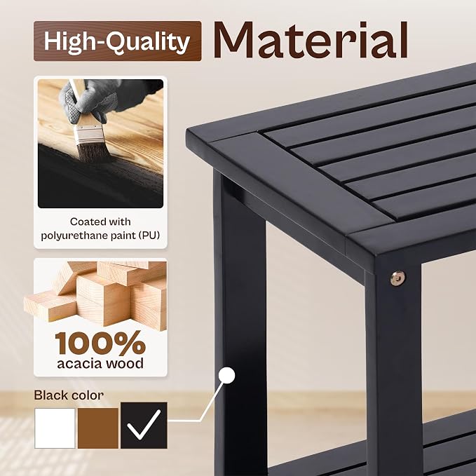 2-Tier Adirondack Side Table – Weather Resistant Wooden End Table, Rectangular - Image 3