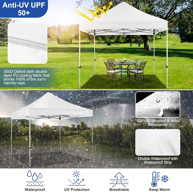 COBIZI 10x10 Pop up Canopy Tent Heavy Duty Without Sidewalls, Easy Set-up - Image 2