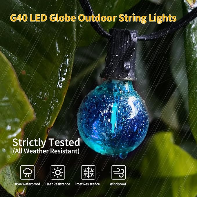 40FT LED Outdoor String Lights Waterproof, G40 LED Globe Outdoor Lighting - Image 2